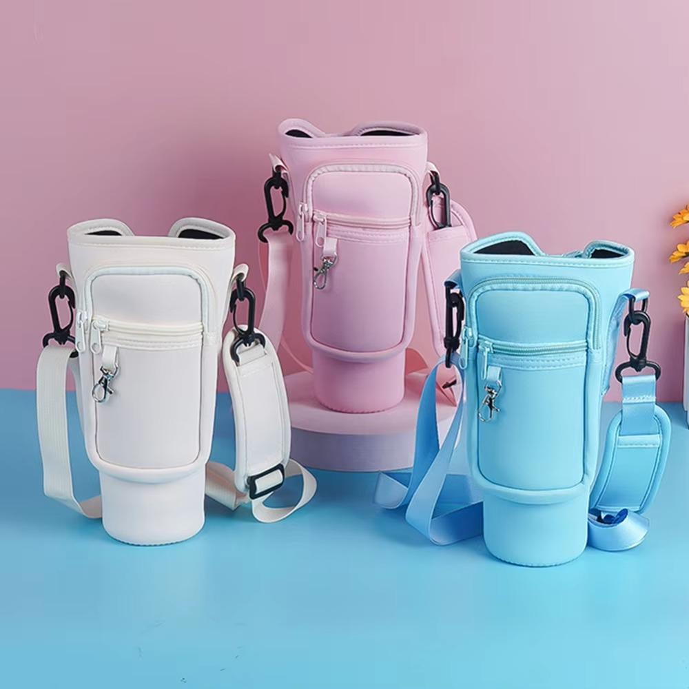 Neoprene Water Bottle Pouch Zipped Pocket Insulated Mug Cover Tumbler Cup Sleeve  Hiking