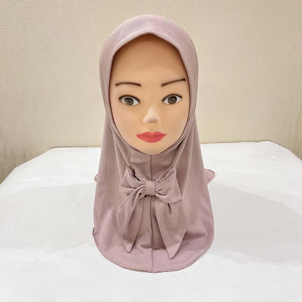 Pre-Stitched Design Kids Instant Hijab Breathable Ethnic Style Turban Traveling Abroad Essentials