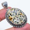 Dalmation Jasper Gemstone 925 Sterling Silver Jewelry Pendant 2.09" SU-10672