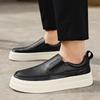 Модные молодежные последние тенденции мужские кожаные повседневные уличные туфли на платформе мокасины слипоны высокого качества белые минималистичные толстые кроссовки