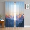 Alpine Landscape With Peaks Covered By Snow And Clouds Tulle Sheer Curtains for Living Room Kitchen Decor Voile Organza Curtain