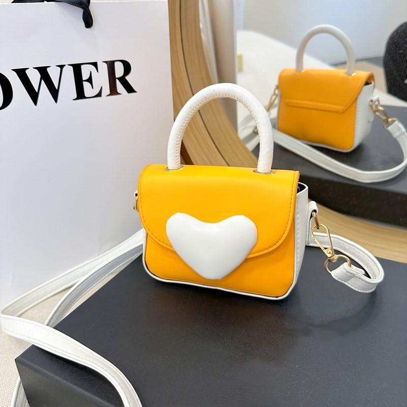Cartoon Soft Heart Contrast Colors Shoulder Purse Adorable Girls Crossbody Bag