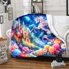 Unicorn Fantasy Castle Flowers Blanket Soft Comfortable All Seasons Couch Office Nap Travel Festive Gift