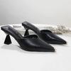 Baotou Semi-slippers Women Wear All-match Pointed Head High Heel Thick Heel Cool Slippers Women's Summer Middle Heel Lazy Shoes