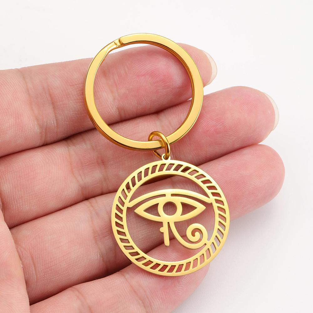 Dawapara Ancient Egyptian Ankh Cross Keychain Eye of Horus Anubis Protection Amulet Keyring Stainless Steel Jewelry