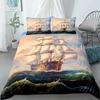 Sailboat Duvet Cover Set Nautical Bedding Set Sailing Ship Comforter Cover Wooden Boat Pirate Yacht Adventure Theme Quilt Cover