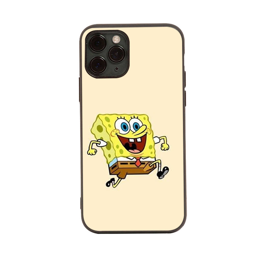 PB7 Little Cute Spongebob Black Sofe Case for iPhone 16 15 Plus 14 13 Pro 8 SE XR XS Max P30 Nova 5T Y5P Y6 Y7 Y8P Y9 Realme C30 C33 C31 VIVO Y36 V27
