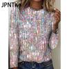 JPNTKY Women's Fashion Casual Autumn Winter Long Sleeve O-Neck Blouses & Shirts