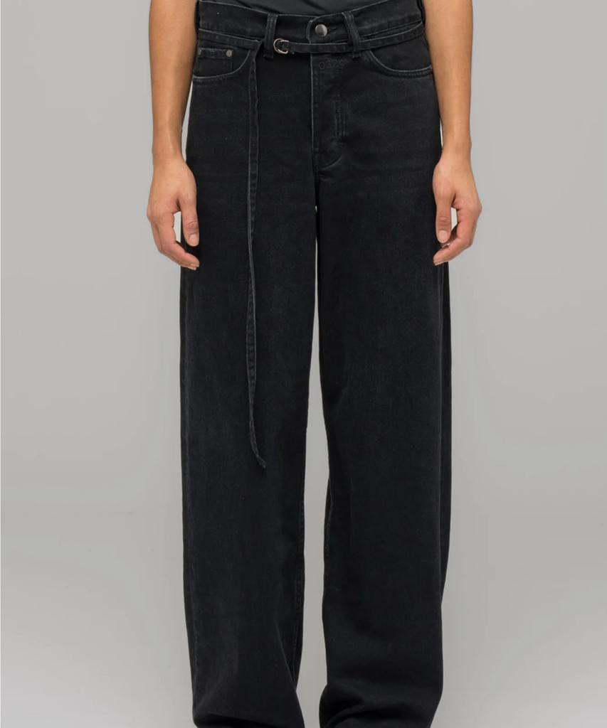 032Ssi (U) Down To Earth Wide Leg Jeans Washed Black