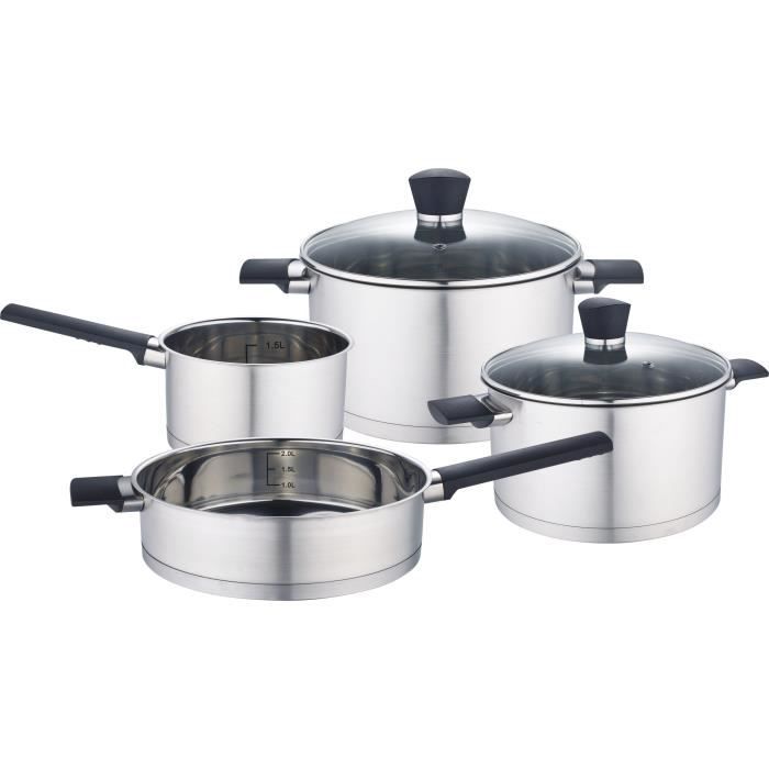 Cookware Set - All Hobs Including Induction - Baumalu - Stainless Steel - 6 Pieces - Stainless Steel - Grey