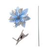 Glitter Poinsettia 5.5 Inch Artificial Flower Christmas Clip Stem Christmas Tree Ornaments For Wedding Party Wreath Decoration