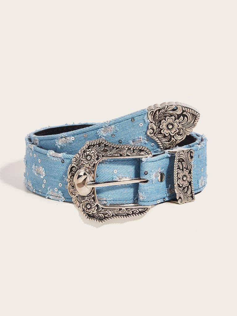 American Womens Retro Belt Flower Pattern Pin Buckle Clothing Accessories