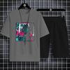 Fashion Four Seasons Casual Sports Style 2d Letter Print Adult Men'S Round Neck Loose Short Sleeve T-Shirt Trouser Set Quick Dry