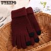 Autumn and Winter Touch Screen Gloves Warm Five Finger Velvet Gloves Woolen Gloves Winter Outdoor Knitted Gloves