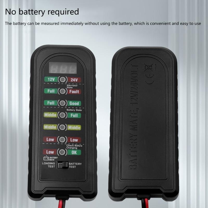 12V 24V Car Battery Tester Fault Detector Diagnostic Tools LED Indication Battery Checker for MotorcycleTruck Portable