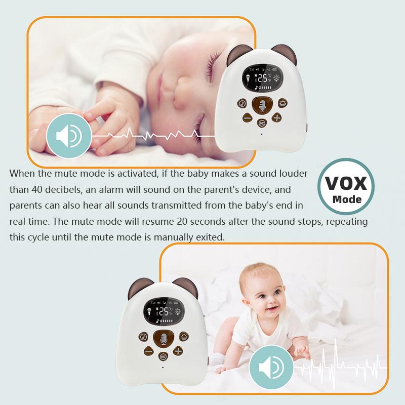 V50 2.4Ghz Wireless Long Range Voice Intercom Baby Monitor Audio Sender Reciever Lullaby Temperature Display Nanny Cam