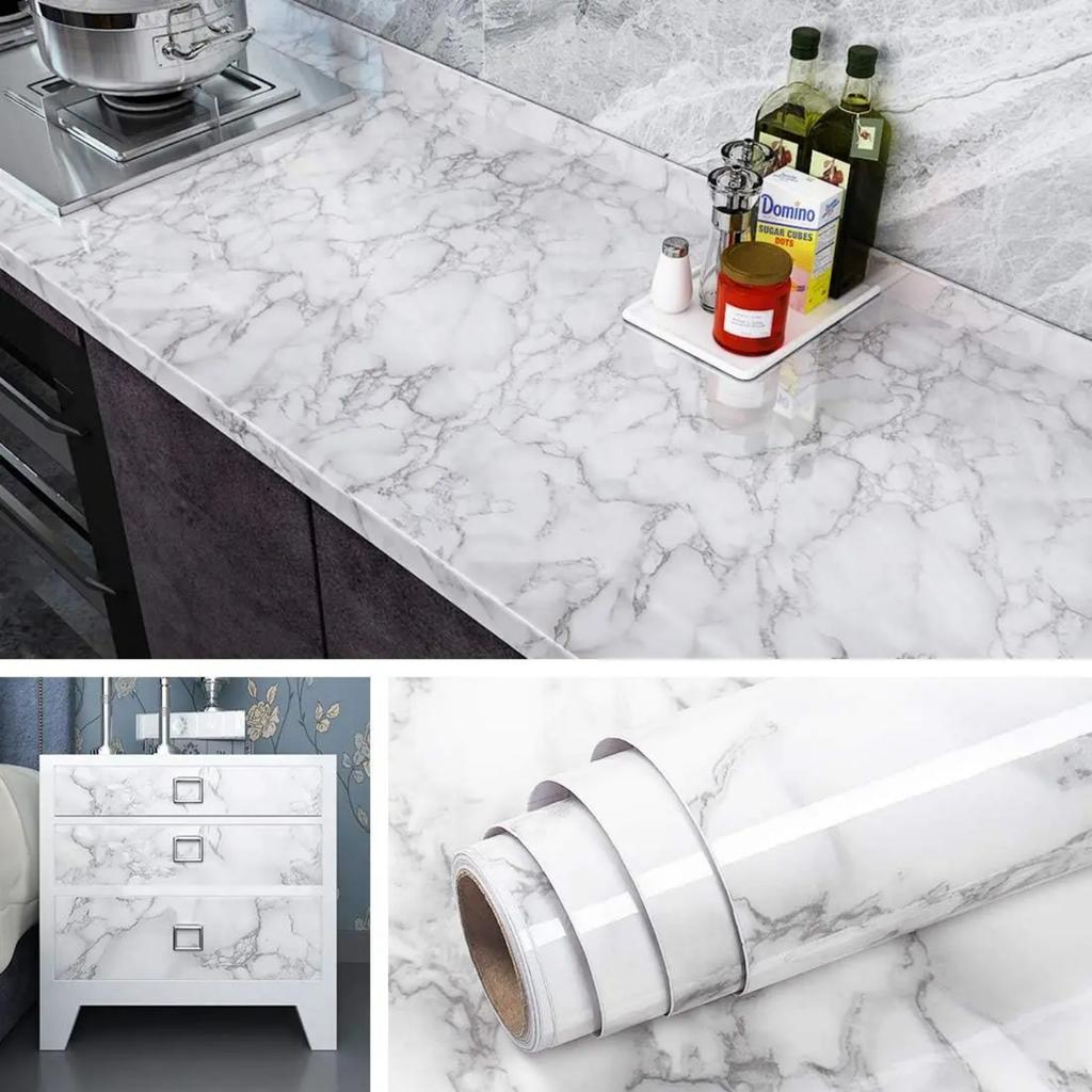 55/40cm Width Marble Wallpaper Contact Paper Waterproof Oil-proof Wall Stickers PVC Self Adhesive Kitchen Countertop Home Design