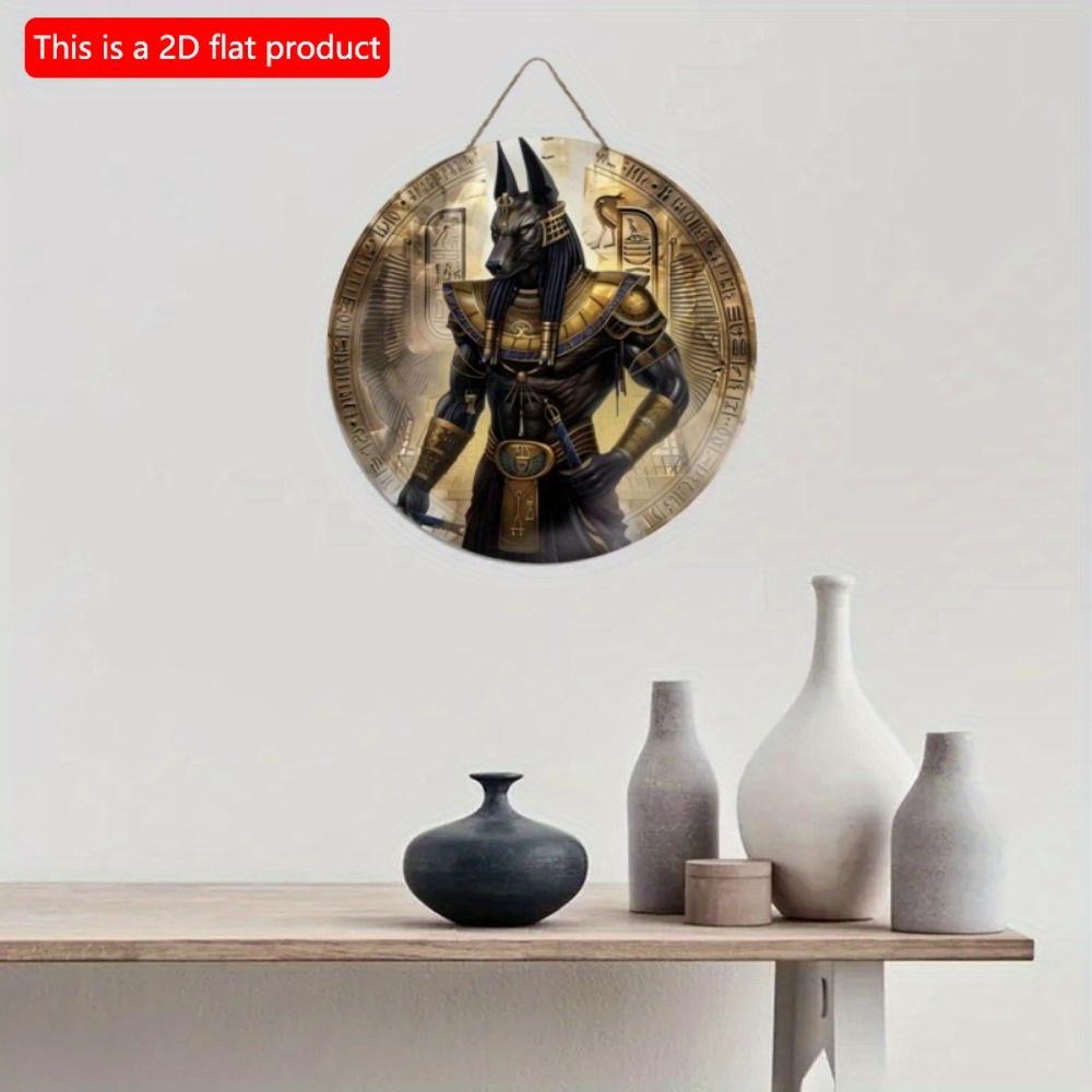 1pc 2d Flat Wood Vintage Egyptian Round Wooden Sign - 20cm Egyptian Mysterious Theme Sign Suitable for Home, Cafe, Apartment, Etc. - Festival, Lover