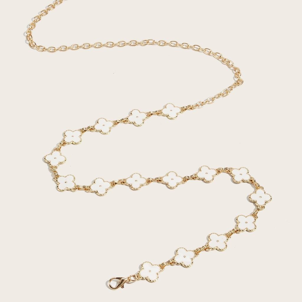 Металлическая поясная цепочка «Четырехлистный клевер» с застежкой-крючком для платья и юбки