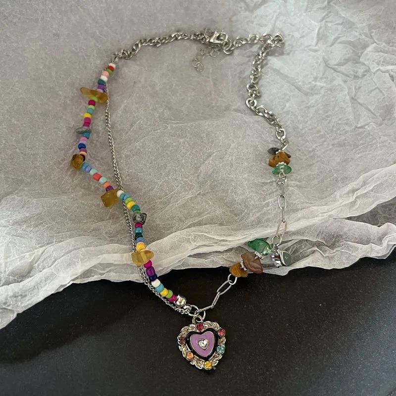 Ретро готический крест с вишней, летняя подвеска, ювелирное ожерелье, серебряное ожерелье в стиле панк, модные очаровательные массивные ювелирные изделия Y2k