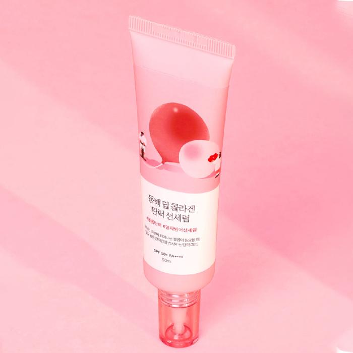 Легкая солнцезащитная сыворотка для лица Camellia Deep Collagen, повышающая упругость кожи SPF 50+ PA++++