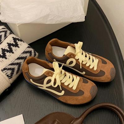 Версия из коровьей кожи~ 2025 новая кожа матовая уродливая милая повседневная спортивная женская обувь немецкие тренировочные туфли женские на платформе обувь Форреста Гампа