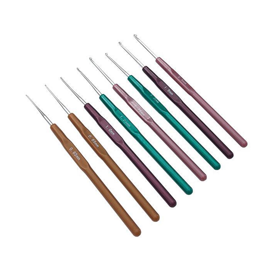 8/10 Pieces Ergonomic Crochet Hooks Set 0.6mm-2.0mm Different Sizes Crochet Hooks Knitting Needle for Lacework Craft