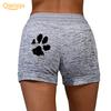 Женские спортивные шорты с высокой талией и принтом кошачьих когтей на шнуровке