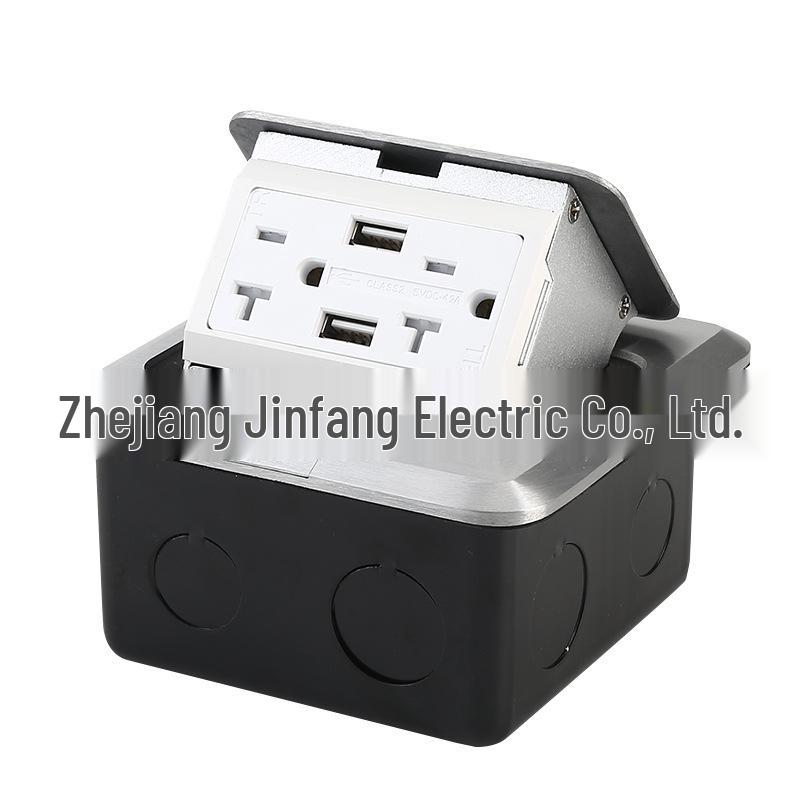 Американская выдвижная напольная розетка 20А с USB-зарядкой - Стандарт США