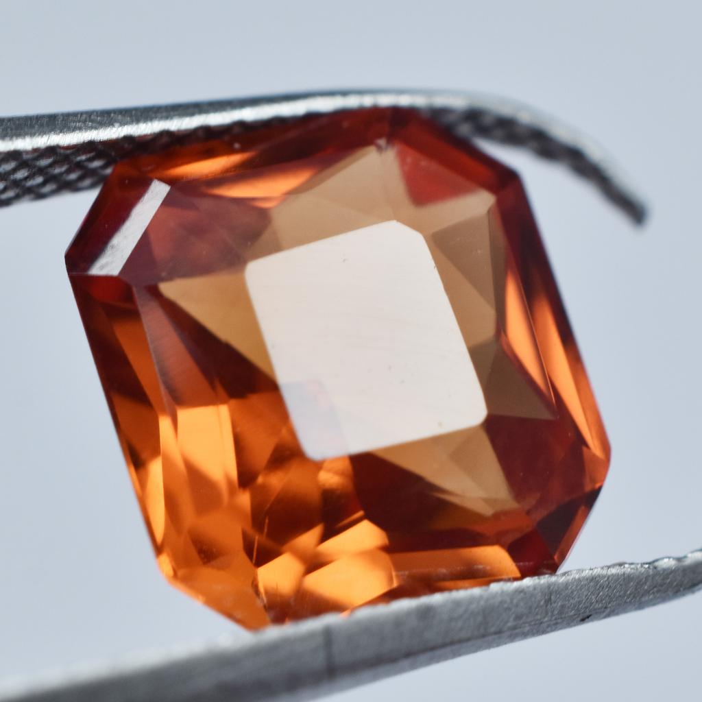 Orange Sapphire Square Cut 3.80 Ct Natural Loose Gemstone CERTIFIED