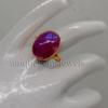 Oval Pink Blue Fire Rainbow Moonstone 925 Sterling Silver Yellow Gold Plated Ring Jewelrry