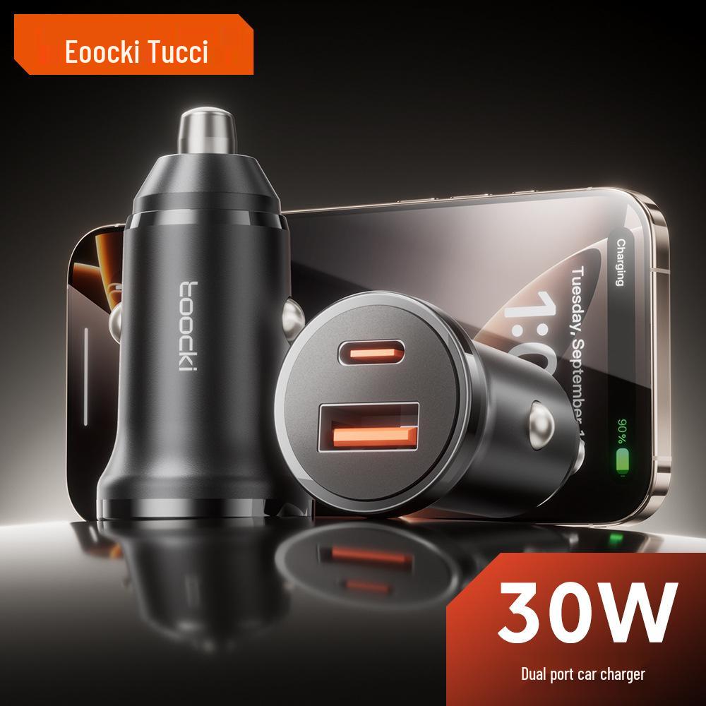 Автомобильное зарядное устройство Tuqi с двумя USB 30 Вт - Быстрая зарядка 20 Вт Конвертер для порта прикуривателя