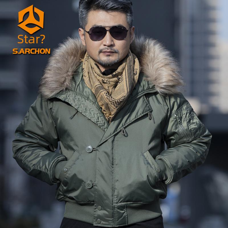 Мужская зимняя тактическая куртка с капюшоном Angken N2B - теплое, толстое, хлопковое пальто с защитой от холода