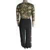 Ladies Jumpsuit Patchwork Flower Print Fake Two-piece Wide Leg Three Quarter Sleeve Round Neck Irregular Soft Breathable Jumpsuit