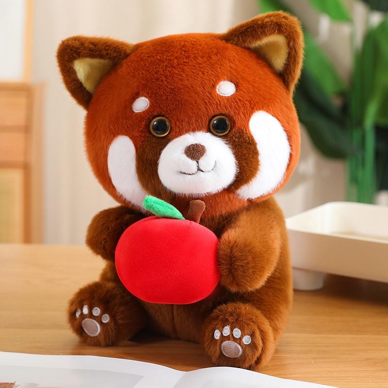 Red Panda Simulation Standing Squat Satchel Fruit Vegetable Series Soft Cartoon Animals Plush Pillow Children Xmas Gifts Anime