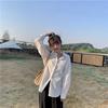 Autumn Long Sleeved Shirt Women's Top Split White Retro Hong Kong Style Shirt Trend