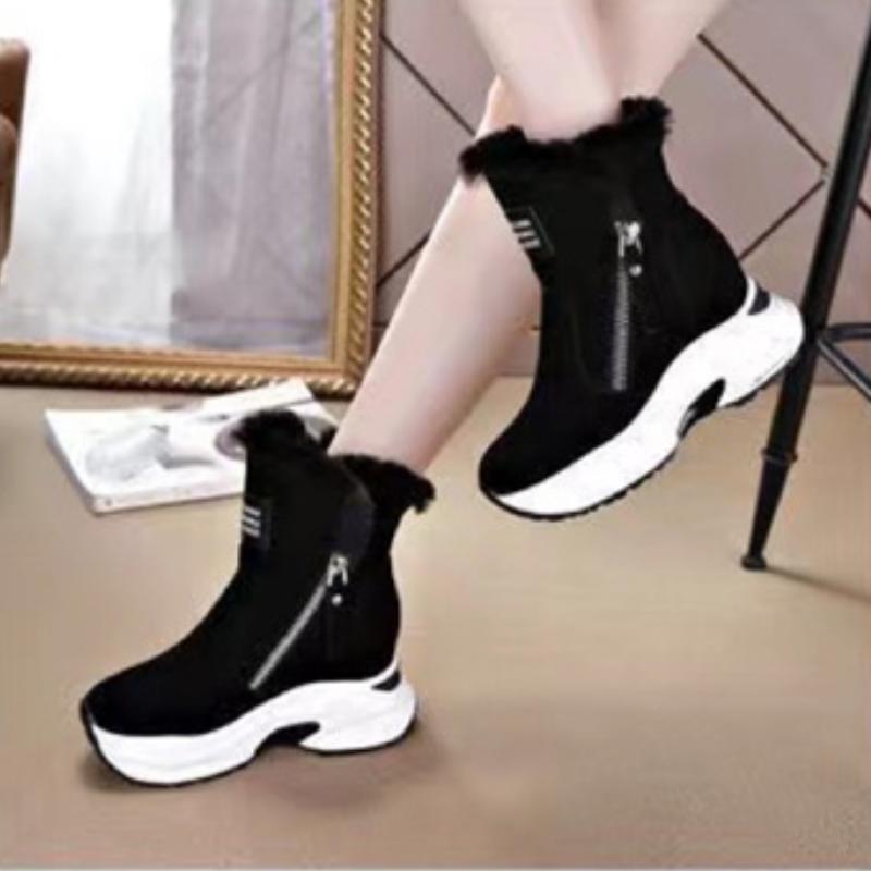 Shoes Women Suede Snow Boots Warm Plush Slip-on Zipper Fashion Woman Winter Women's Shoes Mid-Calf Ladies Booties