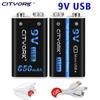 Cityork 9V 650mAh Li-ion Rechargeable Battery Micro USB Batteries 9V Lithium Batteries for Multimeter Toys Remote Control