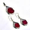 Titanium Druzy Gemstone Gift Jewelry Pendant Earring Set 1.70"-1.89"