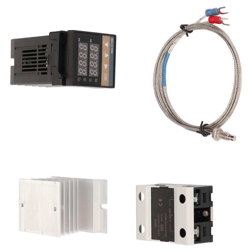 Цифровой ПИД-термостат Точный регулятор температуры с термопарой К, радиатором, твердотельным реле для фермы