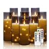 Set of 5/15 Flameless Candles with Embedded Star String Battery Operated Acrylic Flickering Pillar Candle with Remote Home Decor