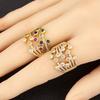 Nidin Light Luxury Colourful/White Crystal Zircon Open Rings For Female Male Exaggerated Personality Adjustable Finger Jewelry