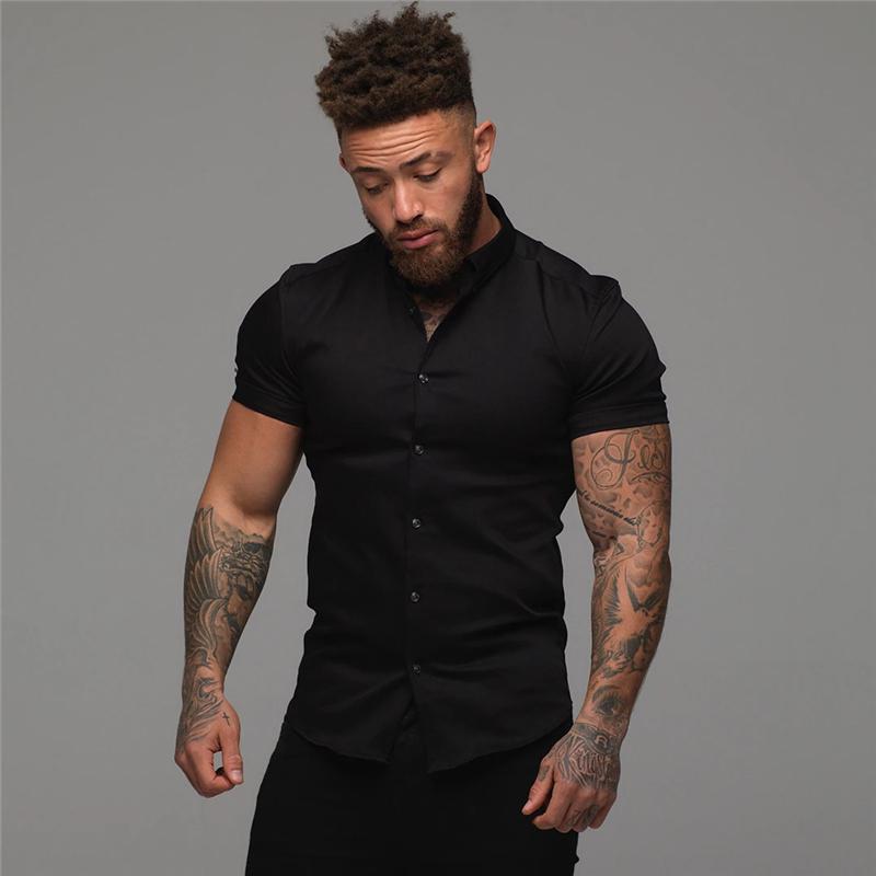 Men's Fashion Dress Shirt Summer Classic Slim Fit Button Short Sleeve Shirts for Men Casual Business Male Hipster Social Shirt