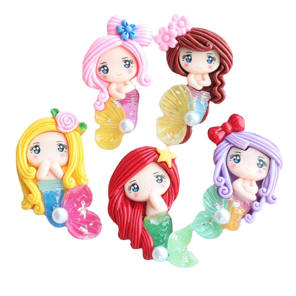 Кукла-русалка с жемчужной ракушкой и пайетками, магнит на холодильник и коробка для хранения украшений