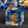 DND Dice Set Magic Rings Sharp Edge Resin Dice with Metal Box, Transparent Dice Handmade Lightning Polyhedral for RPG, MTG Dice Pathfinder Shadowrun
