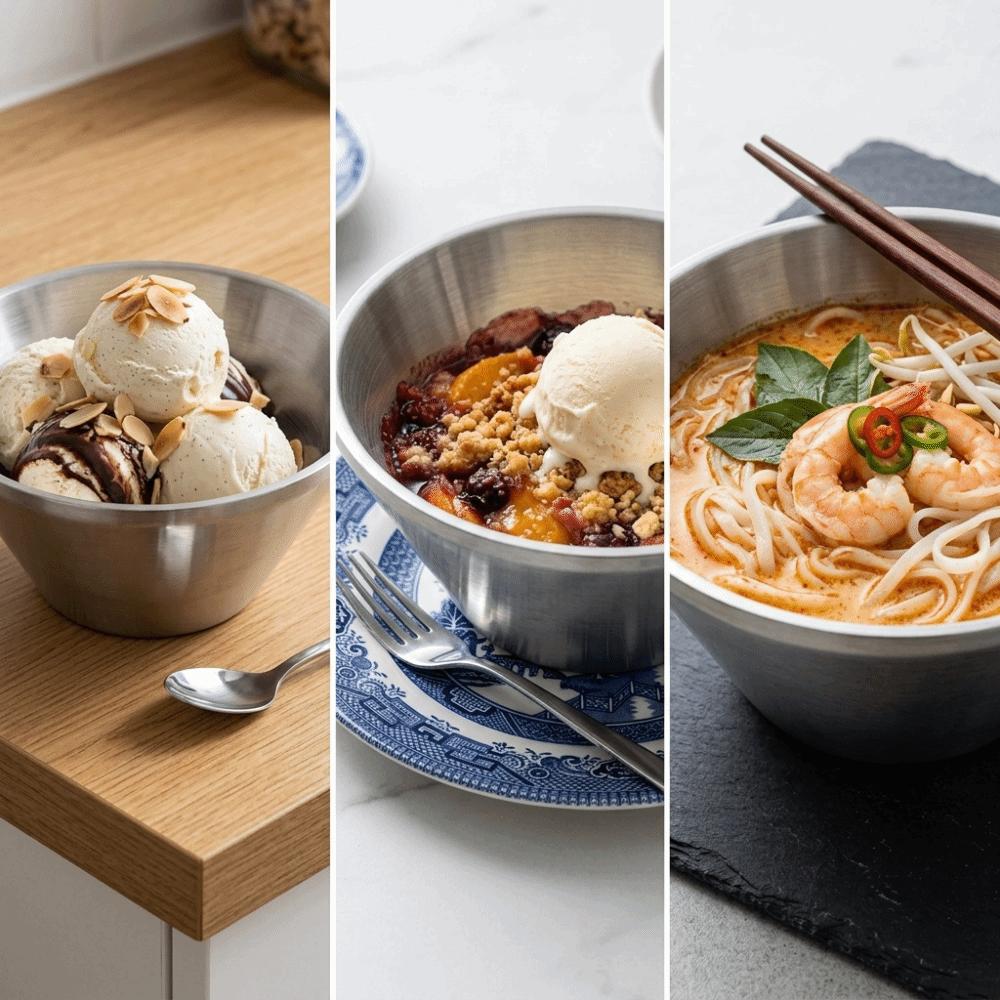 Double Layer Rice Bowl Rustless Steel Shaved Ice Bowl Multi purpose Noodle Bowl Home Meal