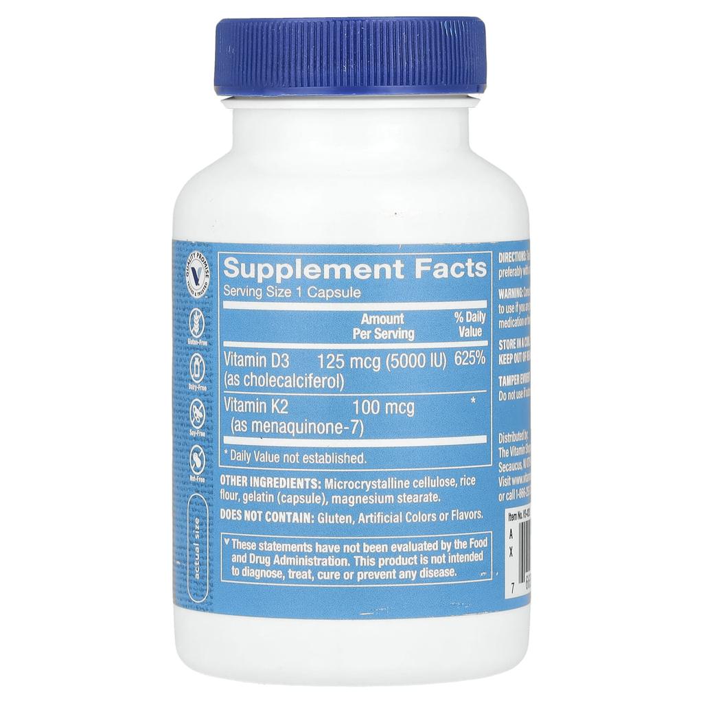 Vitamin D3 & K2, 120 Capsules