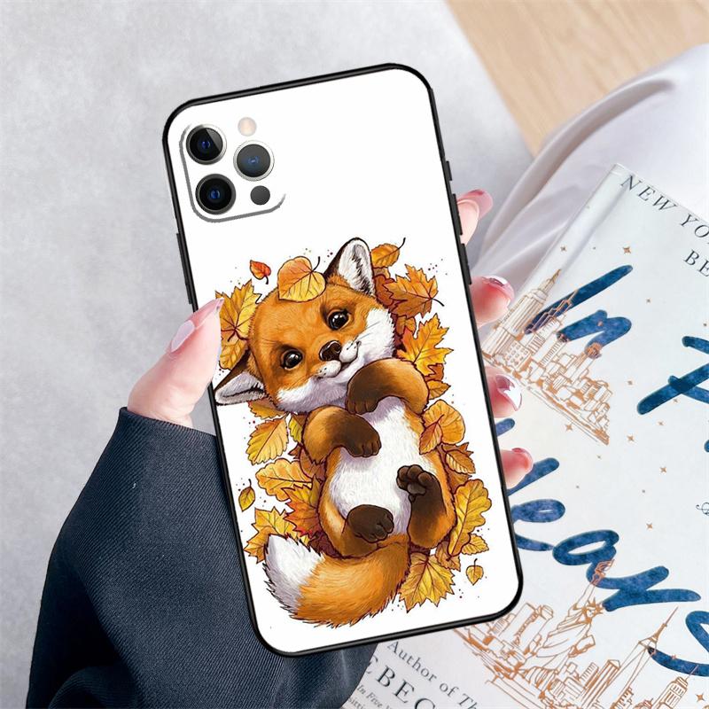 Осенние Листья Падающий Лис Чехол для Телефона Для iPhone 14 15 16 Pro Max 12 13 Mini 11 Pro Max XR 15 16 Plus 16e Чехол Coque