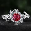 Роскошное европейское и американское новое кольцо из сплава с инкрустацией красным цирконом, креативное кольцо с бриллиантом в виде розы для леди