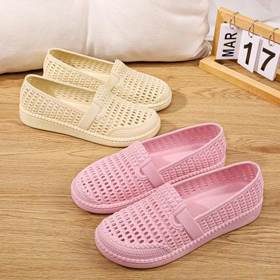 Белые сетчатые босоножки на платформе, женские туфли для медсестер, мягкая подошва, обувь для мам, рабочая обувь, пляжная обувь с плоскими отверстиями